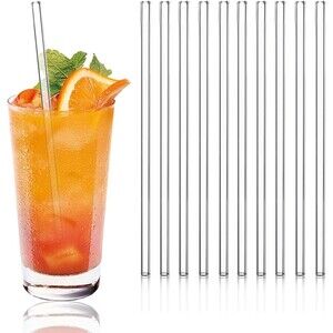 50 ct Reusable Glass Straws, 8mm Clear Drinking Straws Straight Glass Straws,